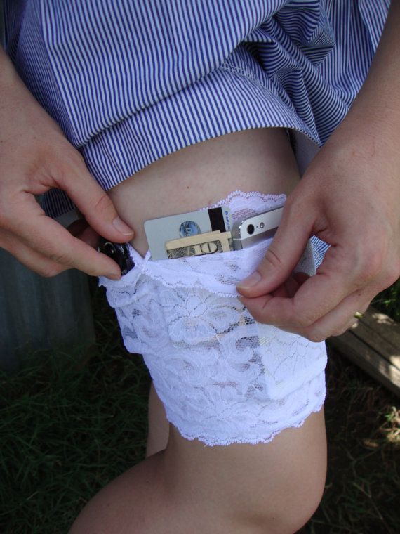 Lace Garter Purse, Thigh Purse, Holster - I.D., Money, Credit Card, Passport, Pe...
