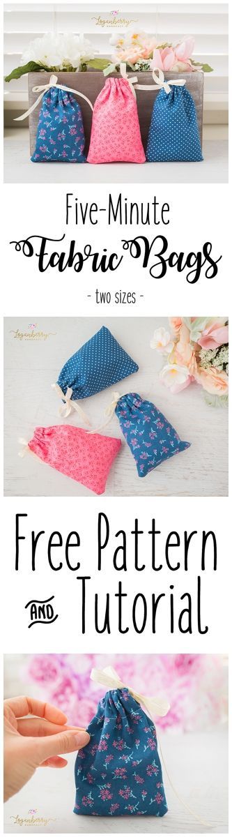 5-Minute Fabric Gift Bag + Tutorial + Free Pattern, diy gift bags, sewing drawst...