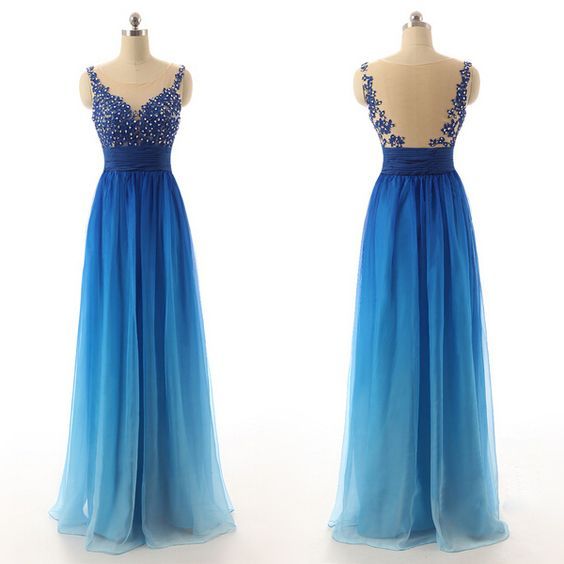 Bg55 See Though Prom Dress,Charming Prom Dress,Long Prom Dress,Chiffon Prom Dres...