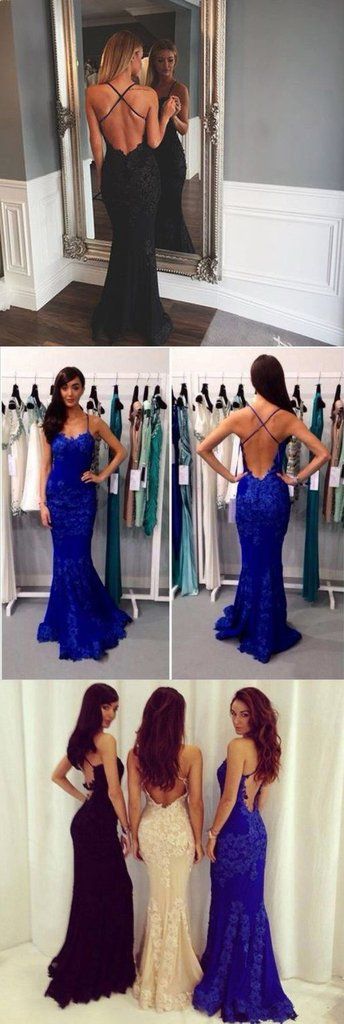 Black Prom Dresses,Mermaid Prom Dress,Lace Prom Dress,Backless Evening Gowns