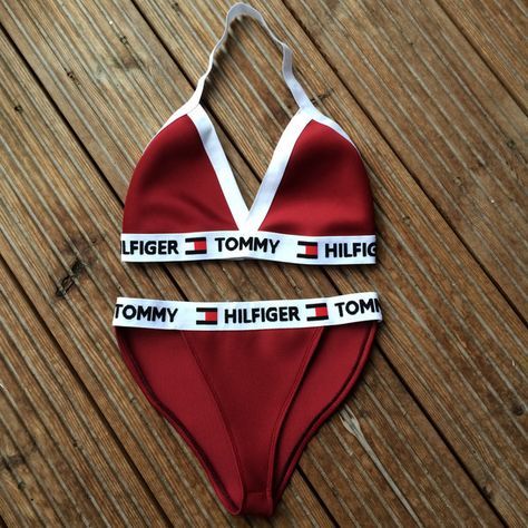 Burgundy Red Reworked by Veroka1730  Tommy Hilfiger Sport  Bikini , women's ...