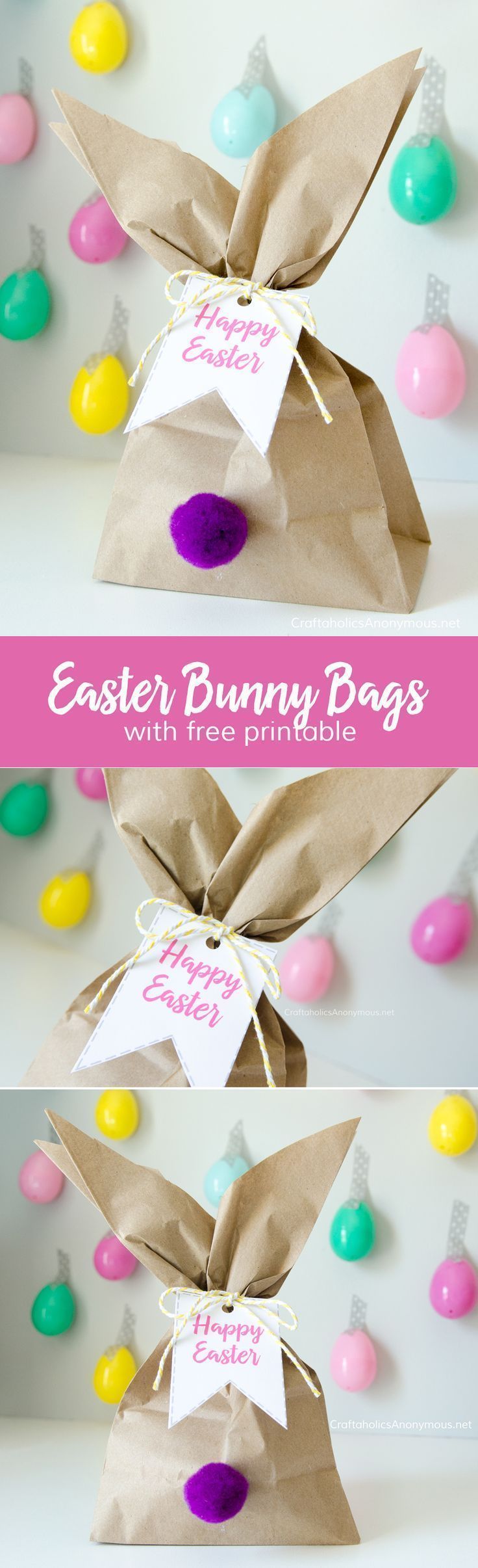 Easy Easter Bunny Gift Bags idea || Make great favors, gifts, decor, etc. Love t...