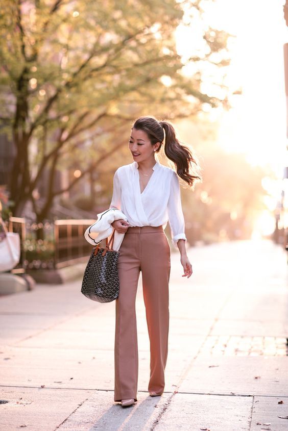 Fall business professional outfit flare trousers_extra petite boston