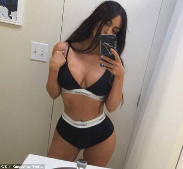 Haute stuff: Kim Kardashian posed for Calvin Klein underwear with her sisters l...