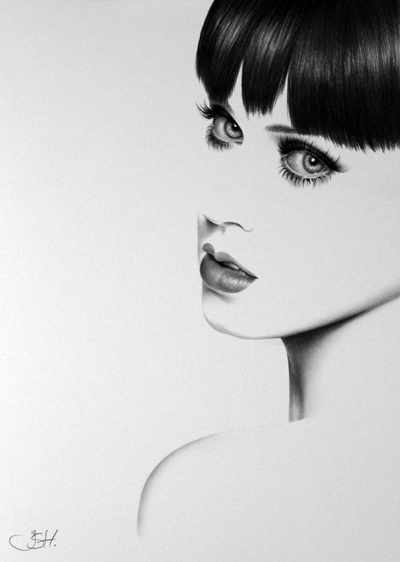 Katy Perry Pencil Drawing Fine Art Portrait by IleanaHunter, $9.99