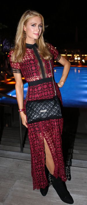 Paris Hilton in a crochet dress attends the Paper magazine dinner, Miami, 2nd De...