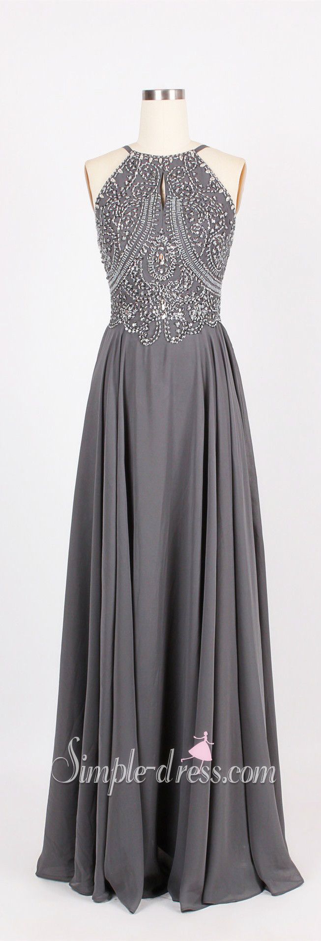 Prom Dress 2016,Long Prom Dress,A-Line Prom Dress,Chiffon Prom Dress,Floor-Lengt...