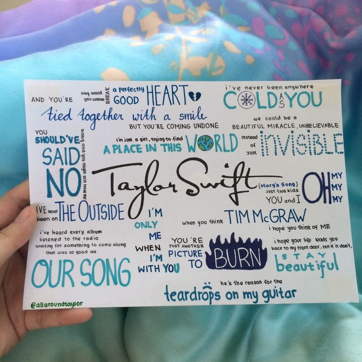 Taylor Swift by Taylor Swift album lyrics, hand drawn by allaroundtaylor.t....