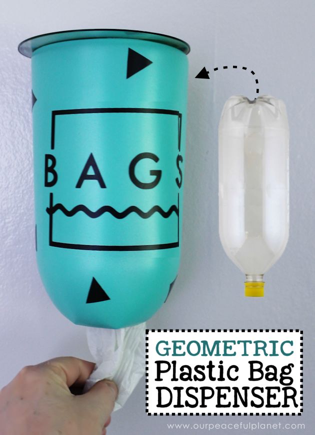 Create this Mid Century Modern Geometric or Confetti plastic bag holder from a 2...