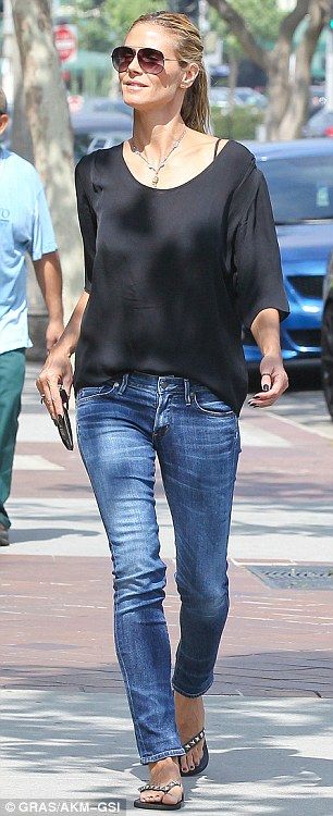 Jeans and a tshirt. Flip flops