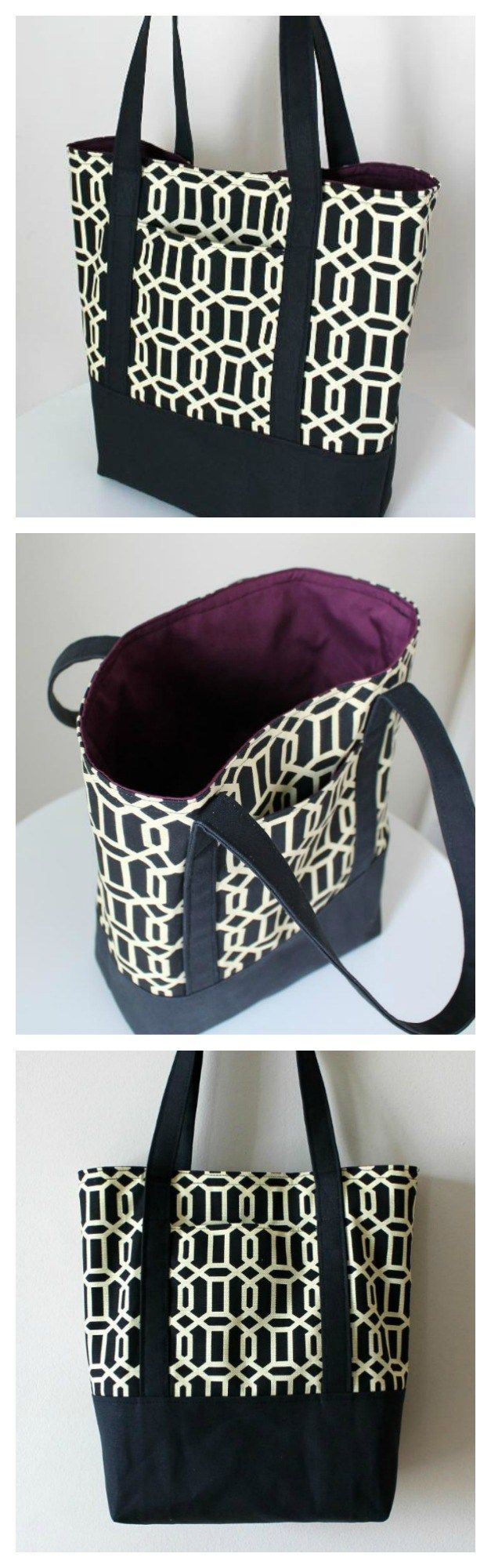 Love this heavy duty tote bag. Free pattern and step by step tutorial for how t...