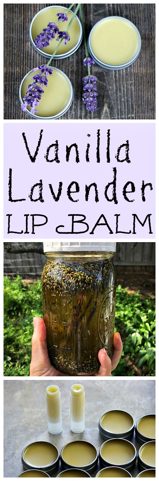 Make your own homemade vanilla lavender lip balm. It's an easy DIY herbal pr...