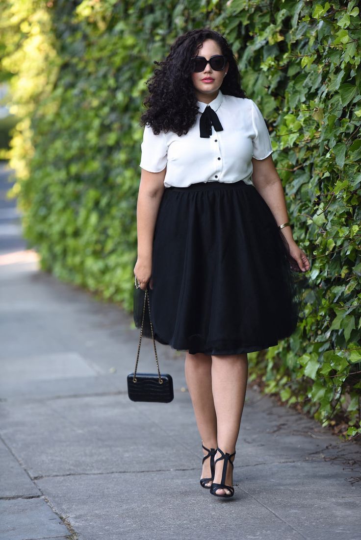 Plus Size Bow Blouse and Tulle Skirt