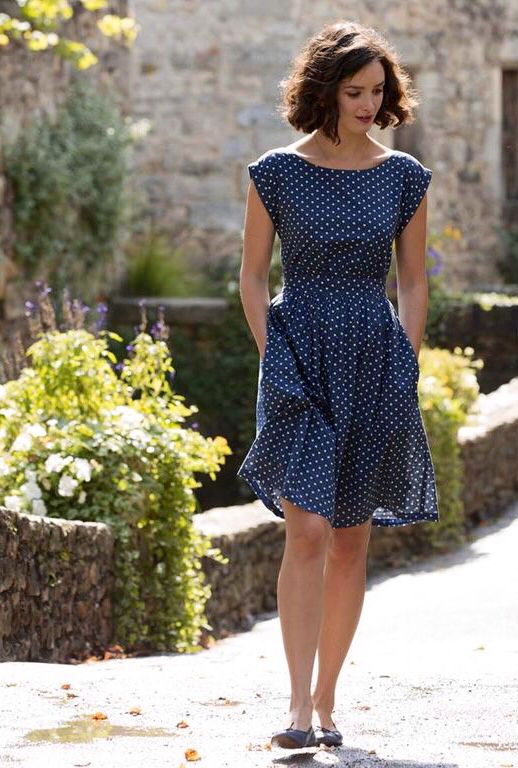 This looks perfect for teaching school -- boat neck, pockets, good length, and p...