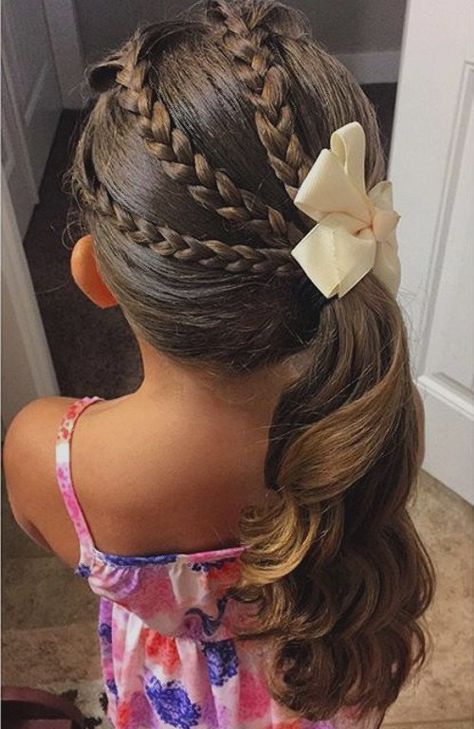 triple braid and pony little girl hairstyle, for natural hair i would have the 3...