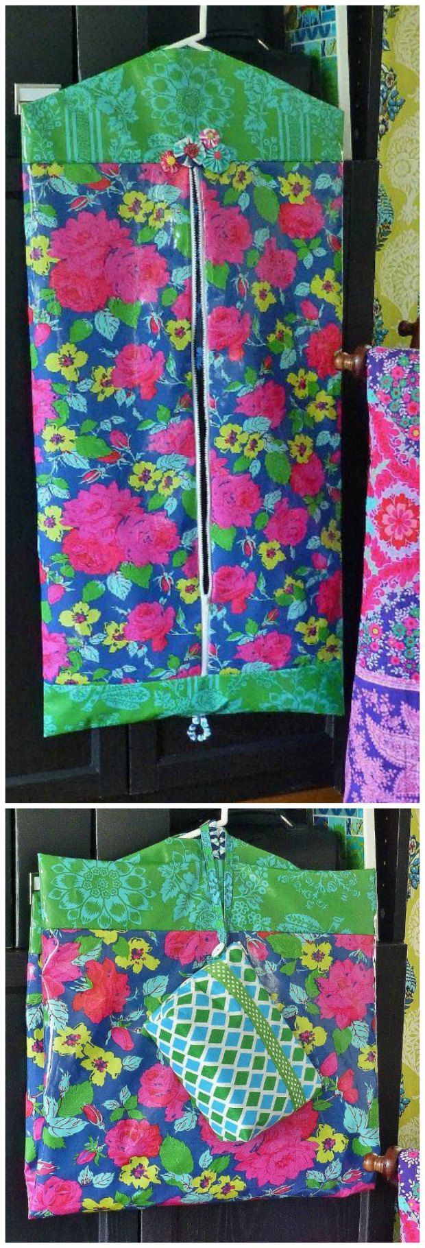 Free pattern and tutorial for how to sew your own garment bag.  Travel in style ...