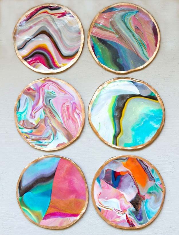 DIY Crafts Using Nail Polish - DIY Marbled Coasters - Fun, Cool, Easy and Cheap ...