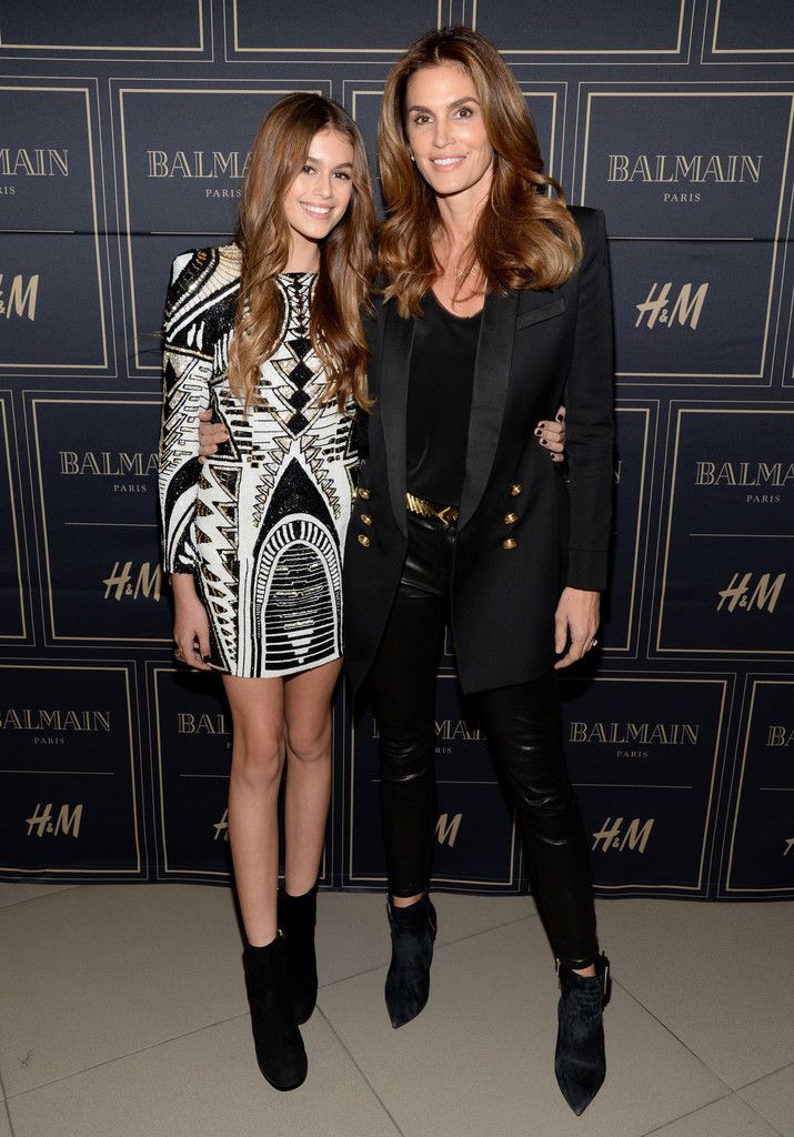 Kaia Jordan Gerber and model Cindy Crawford attend the Balmain x H&M Los Angeles...