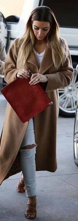 Kim Kardashian: Jacket – Max Mara  Shoes – Gianvito Rossi  Purse – Maison ...