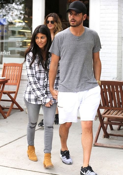 Kourtney Kardashian wearing Rails Hunter Plaid Button Down Shirt in White/Marine...