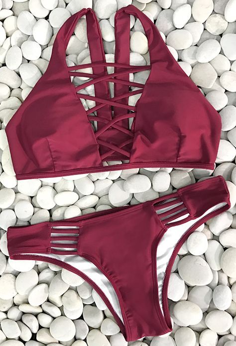 Lace up bikini set,$29.99! Free Shipping! Its the perfect go to bathing suit for...