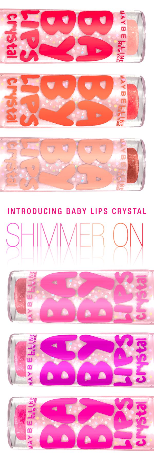 Maybelline's Baby Lips Crystal, 6 shimmery shades that give you just the rig...