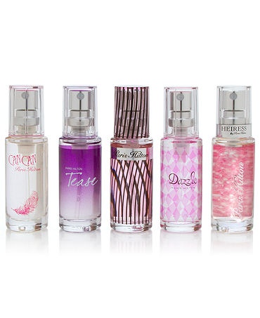 Paris hilton perfumes.  comes 5 in one package at MACYS :D