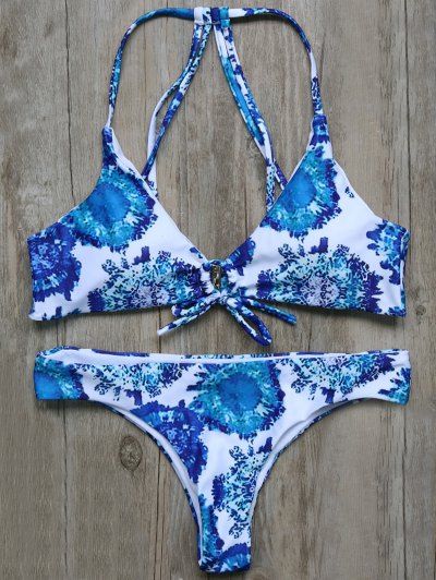SHARE & Get it FREE | String Printed Strappy Bikini Set - BlueFor Fashion Lovers...