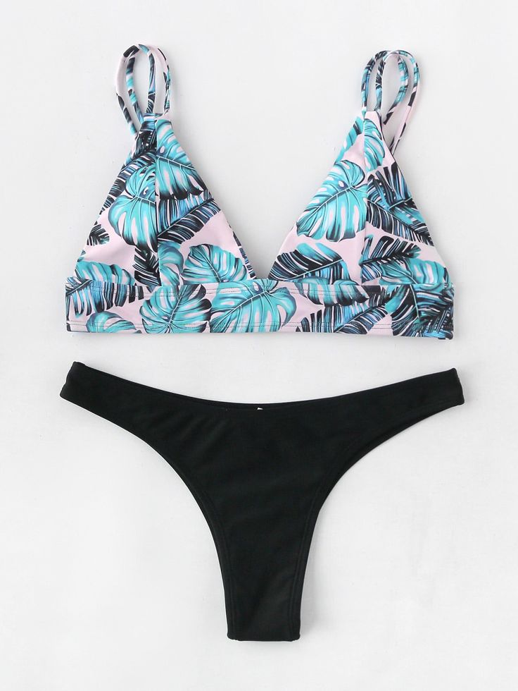 Shop Palm Print Strappy Bikini Set online. SheIn offers Palm Print Strappy Bikin...
