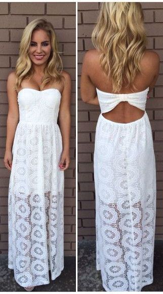 Strapless white long maxi summer dress find more women fashion ideas on www.miss...