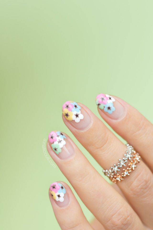 floral nail art, spring nail art