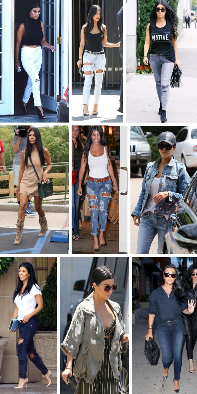kourtney kardashian, style 2015, ripped jeans, kardashian fashion street style