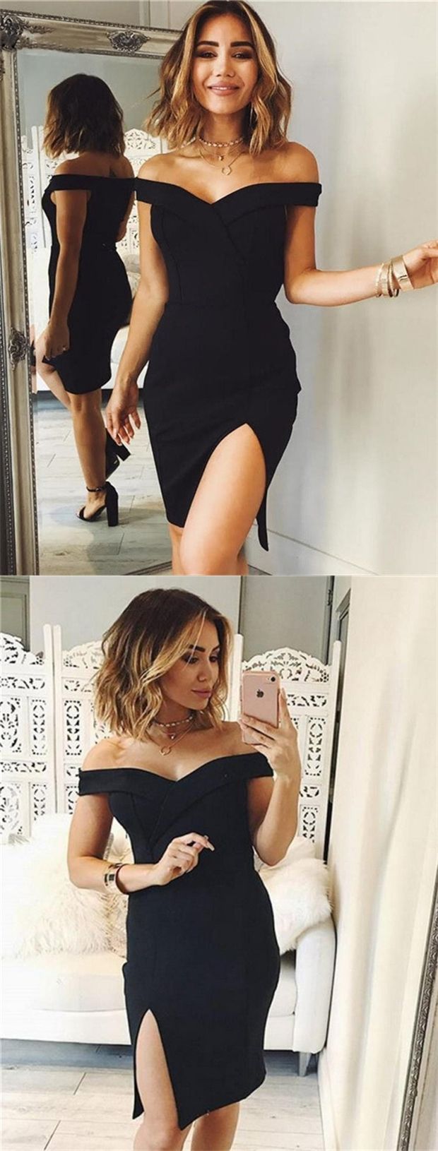 sexy black bodycon cocktail party dress , cheap off the shouler stain homecoming...