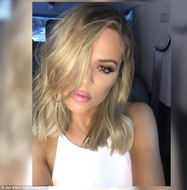 New look: Khloe Kardashian's hair stylist Jen Atkin shared this selfie of he...