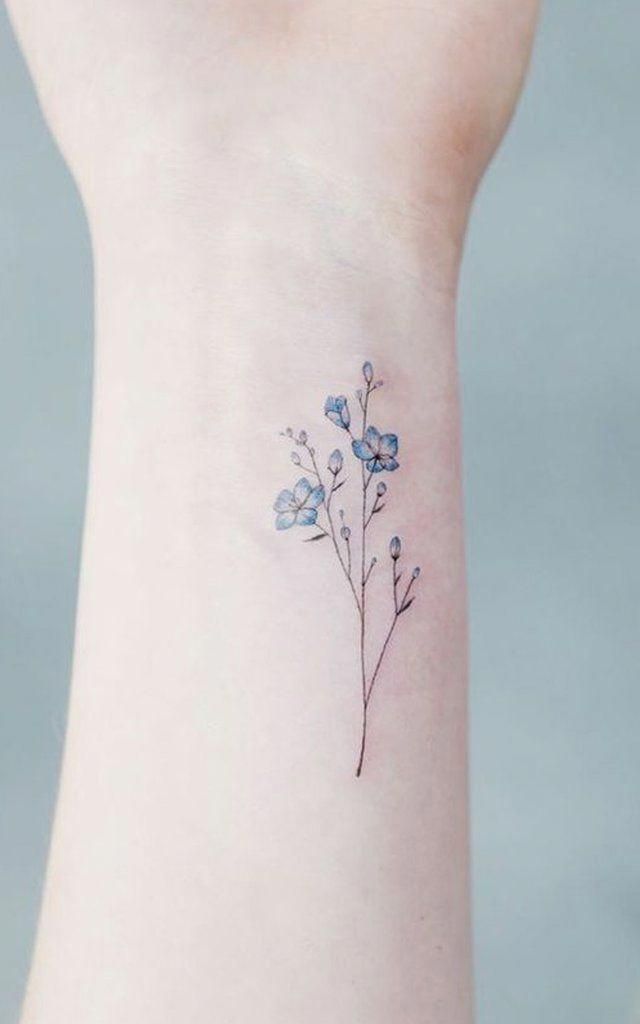 Wildflower Blue Aquarell Handgelenk Tattoo-Ideen für Frauen - Ideen de tatuaje ...